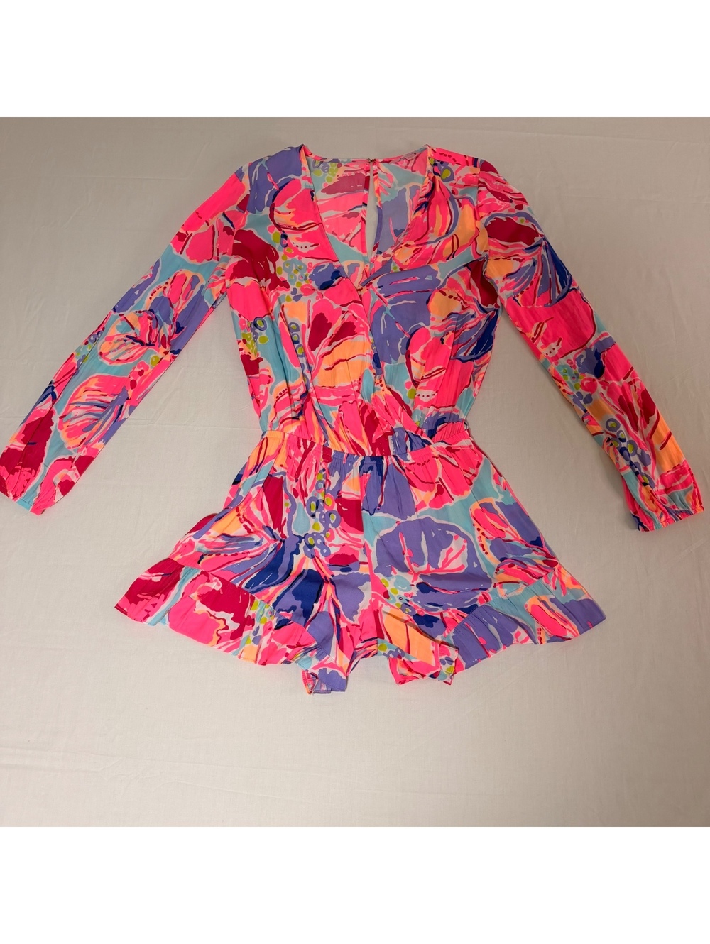 Lilly Pulitzer Women's Vibrant Floral Long Sleeve Romper XS